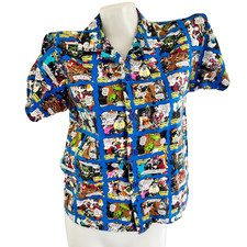 80s vtg PEE-WEE'S PLAYHOUSE Herman Print Button-Up Shirt Paul Reubens Merch Swag