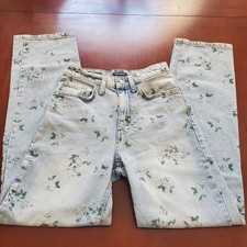 Wild Fable Women's Light Blue Floral Print Jeans Size 00 Relaxed Straight Fit