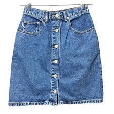 Vintage Esprit Jeans Denim Skirt Button Front High Waist Medium Wash Size 3