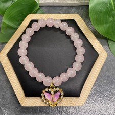 6.5 Plus Stretch Bracelet Set Stone Bead Rhinestone Charm New Free Ship B46