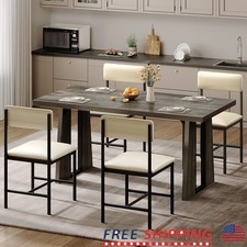 Comfortable Dining Chairs Set of 4 Ergonomic Metal Frame PU Leather Easy Clean