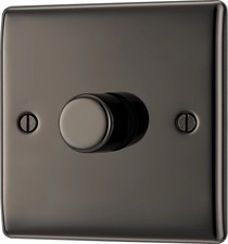 Image of BG Raised slim profile Single 2 way 400W Dimmer switch Gloss Black 1 gang