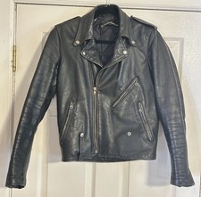 Vtg 70s AMF Harley Davidson Leather Jacket Eagle Black REG 36 23  L x 19  P2P 