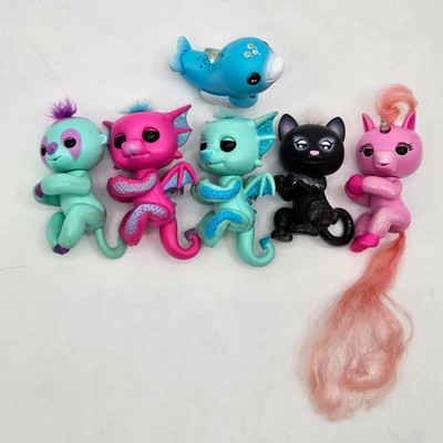 WowWee Fingerlings Lot of 6 Interactive Toys Dragon Black Panther Sloth Dolphin