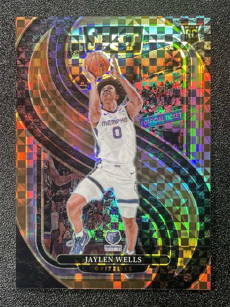 2024-25 Panini Select Jaylen Wells Premier Level Bronze Checker Rookie RC /49