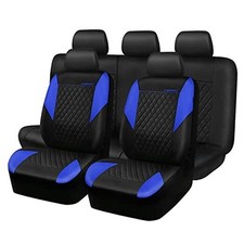 CAR PASS Leather Seat Covers-Universal Quilting Car Full set Black and Blue