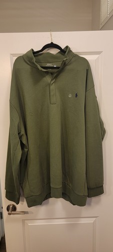 Polo Ralph Lauren Herren 1/4 Druckknopf Langarm Fleece Royal Oliv Größe 4XLT