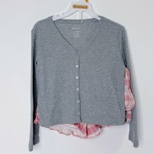 BearPaw Heather Gray V-Neck Cardigan with Shorts Size 7/8