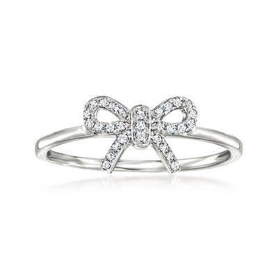 Pure Collection by Ross-Simons Diamond Bow Ring in Sterling Silver
