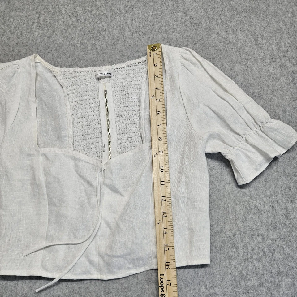 Camisa de lino manga corta Reformation en blanco talla 4 Top Foto 4 de 4