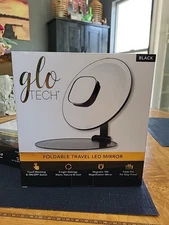 Glo Tech Foldable Travel LED Make Up Mirror Black Opened Box (G)