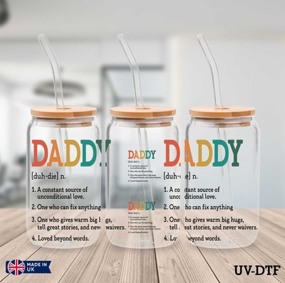Vatertag UV DTF Aufkleber - 16oz Libbey Dose Glasfolie zp857