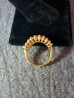 Woman's Gold Over .925 Sterling Silver Ring ~ Size 7.5 ~ 3 Rows of CZ's ~ Nice — photo 4