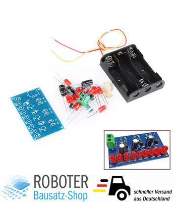 Bausatz LED Lauflicht mit Batteriefach Übungsplatine Löten lernen DIY Elektronik