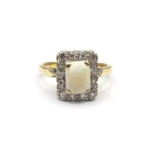 18kt Gelbgold Opal und Diamant Ring Gr. N1/2