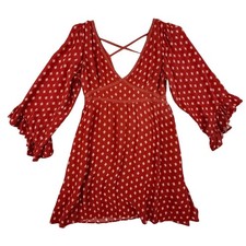 Anthropologie Blue Rain Mini Dress Women's Small Floral Print Criss Cross Back