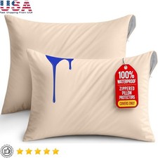 Waterproof Pillow Encasement Zippered Cover Bed Bug Dust Mite Proof Washable New