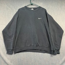 Felpa uomo Nike taglia L nera girocollo pullover mini swoosh logo vintage anni 90