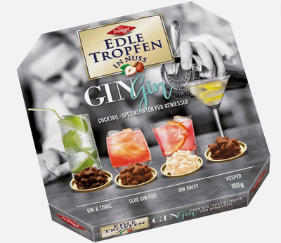 Pralines by Trumpf Edle Tropfen in Nuss '' GinGin '' with Gin Tonic Gin Daisy NIB