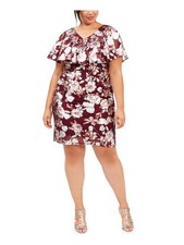 CONNECTED APPAREL Womens Burgundy Sleeveless Sheath Evening Dress Plus 20W