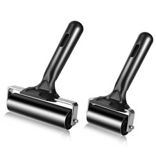 2Pcs Rubber Roller Brayer Rollers Hard 1pack 2.2inch 1pack 4inch, Black