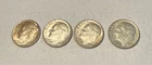 Roosevelt Dimes 1946-1964 90% Silver, Circulated, Lot Of 4