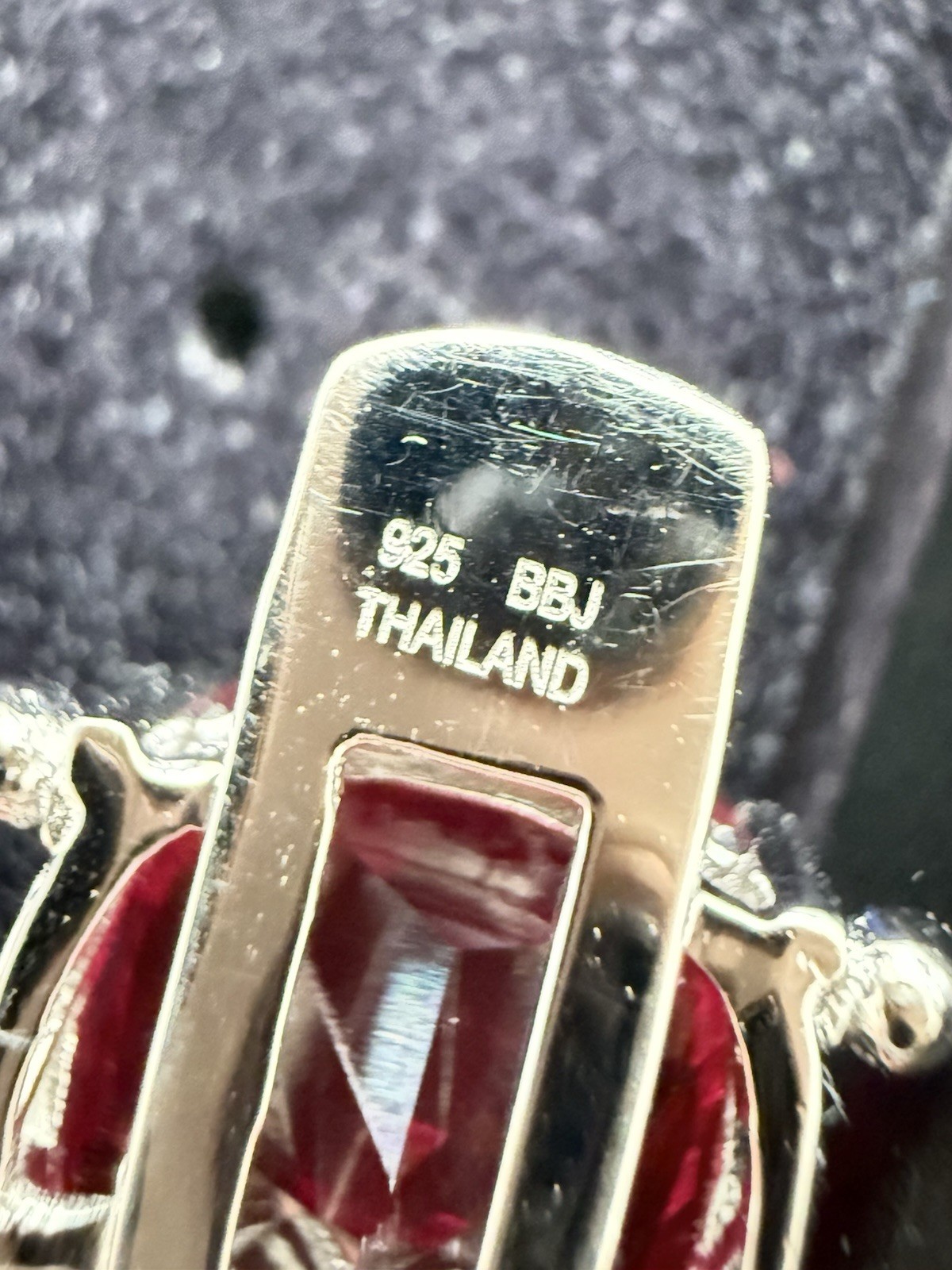 BBJ Sterling Silver Bracelet Red Ruby Large Chunk… - image 4