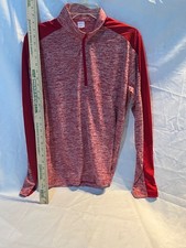 Sport-Tek ST397 Small Red Heather Colorblock Active 1/4 Zip Pullover