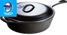 5 Quart Pre-Seasoned Cast Iron Deep Skillet with Lid - Signature Teardrop Handle