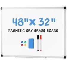 Gianna 48x32 Inch Dry Erase Whiteboard Magnetic Aluminum Frame Home SchoolOffice