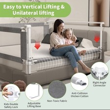 3-Piece Full Size Bed Rail for Toddlers - Adjustable Baby Bed Rail Guard, Kids