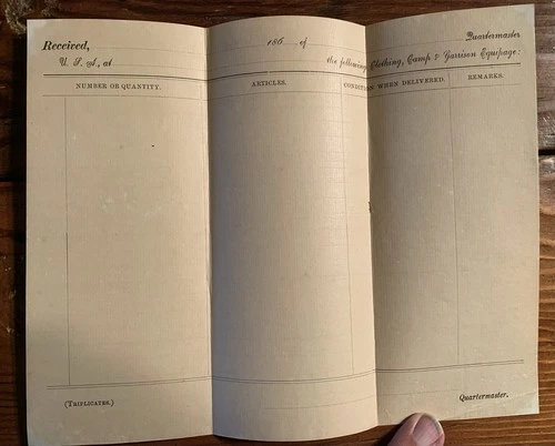 Blank Clothing Camp Garrison Civil War Document
