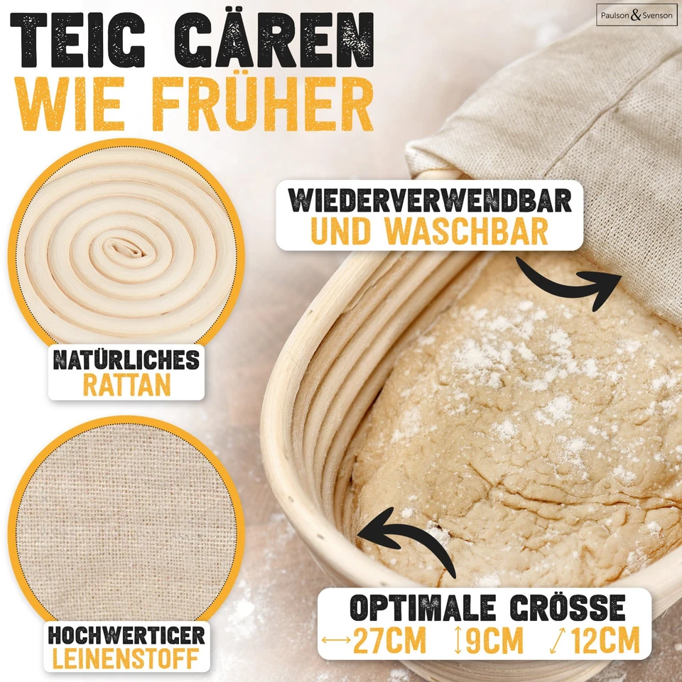 Brotbackform aus Gusseisen mit Deckel inkl. Gärkorb, Silikongriffe Brotform Guss - Bild 3 von 4