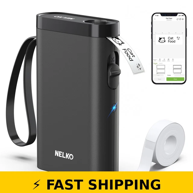 Nelko P21 Bluetooth Label Maker - Portable Mini Printer - Black