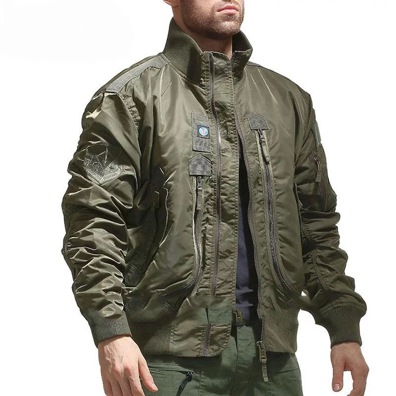 Tactical Mens Bomber Jacket MA1 Military Army Vintage Combat Flight Pilot Jacket - Image 4 of 4
