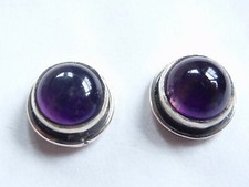 Purple Amethyst 925 Sterling Silver Stud Earrings Round Hypoallergenic