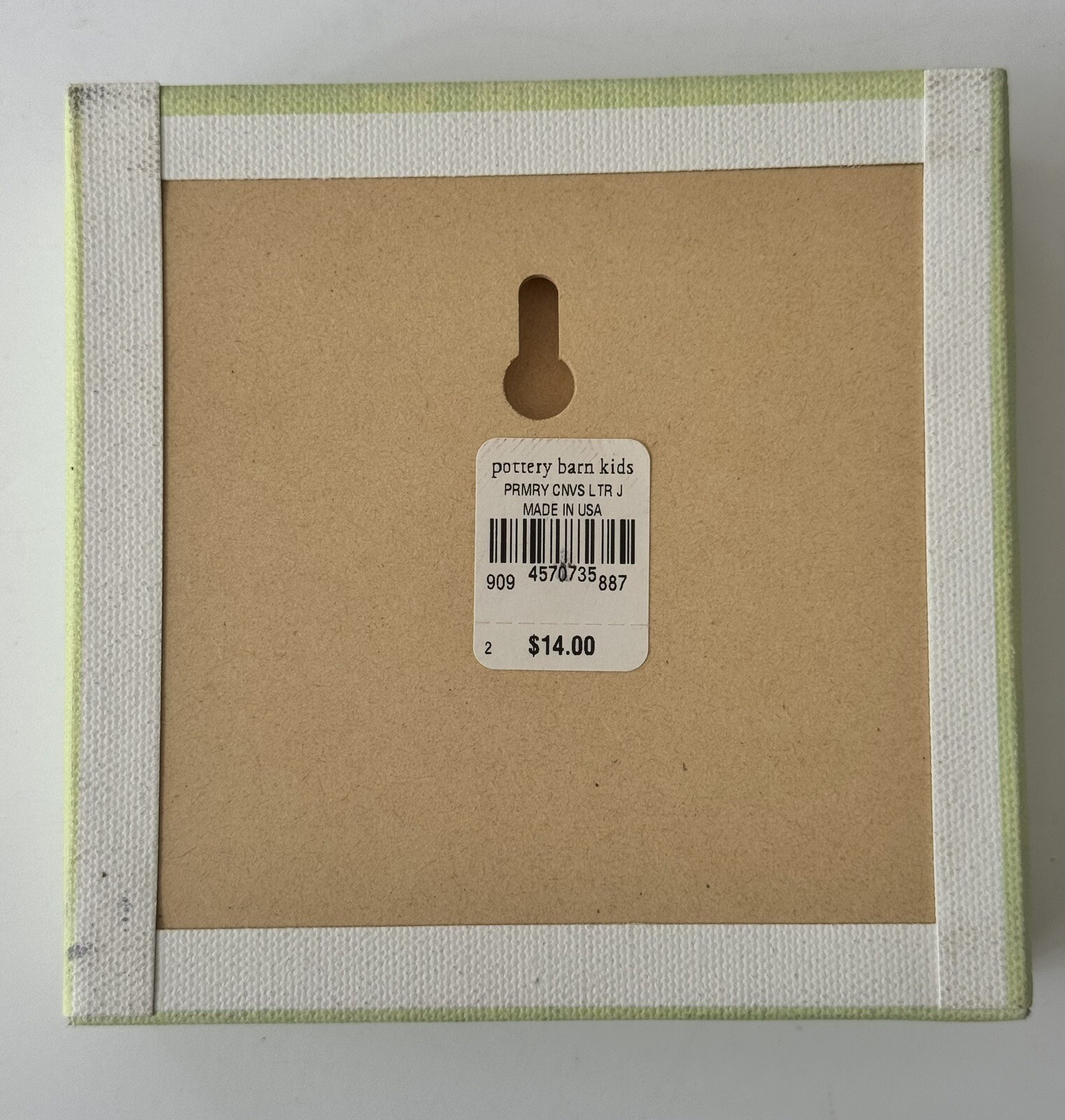 Pottery Barn Kids Letter “J” Canvas on Wood Block 5” x 5” x 1.5” Initial “J”