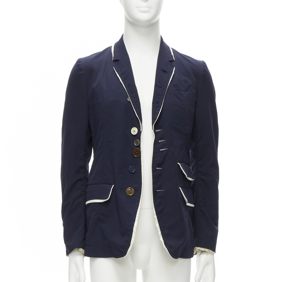 UNDERCOVER 2014 But Beautiful navy satin trim button UNDERCOVER 2014 But Beautiful navy satin trim button