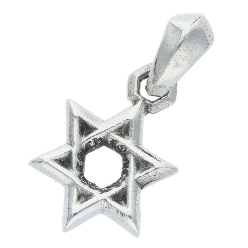 Chrome Hearts Star Of David Charm Silver Necklace Top 4.62G EL521