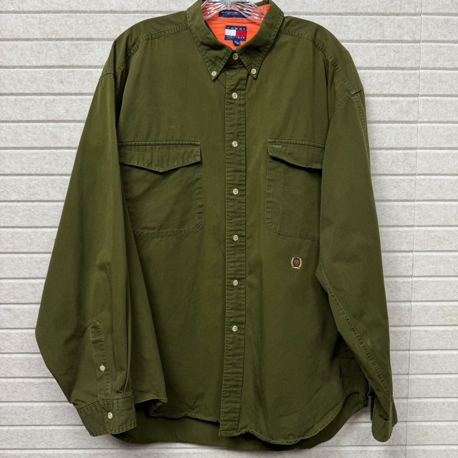 Tommy Hilfiger Men’s Long Sleeve Button Up Shirt Classic Fit XL Green