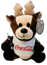 Coca Cola Plush Bean Bag Collectible "Reindeer in Shirt" 1997 6" W/ CREASED TAG