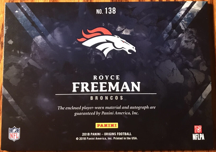 2018 Panini Origins Rookie Jersey Autograph Royce Freeman #138 Denver Broncos - Image 2 of 2