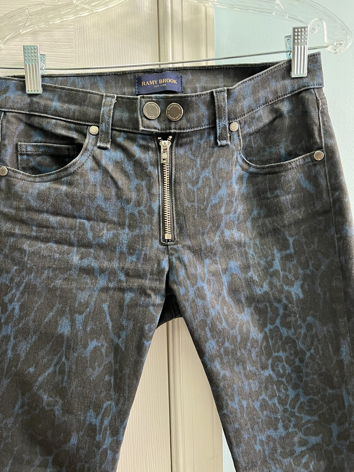 Ramy Brook Women Blue Jeans With Leopard Print Si… - image 3