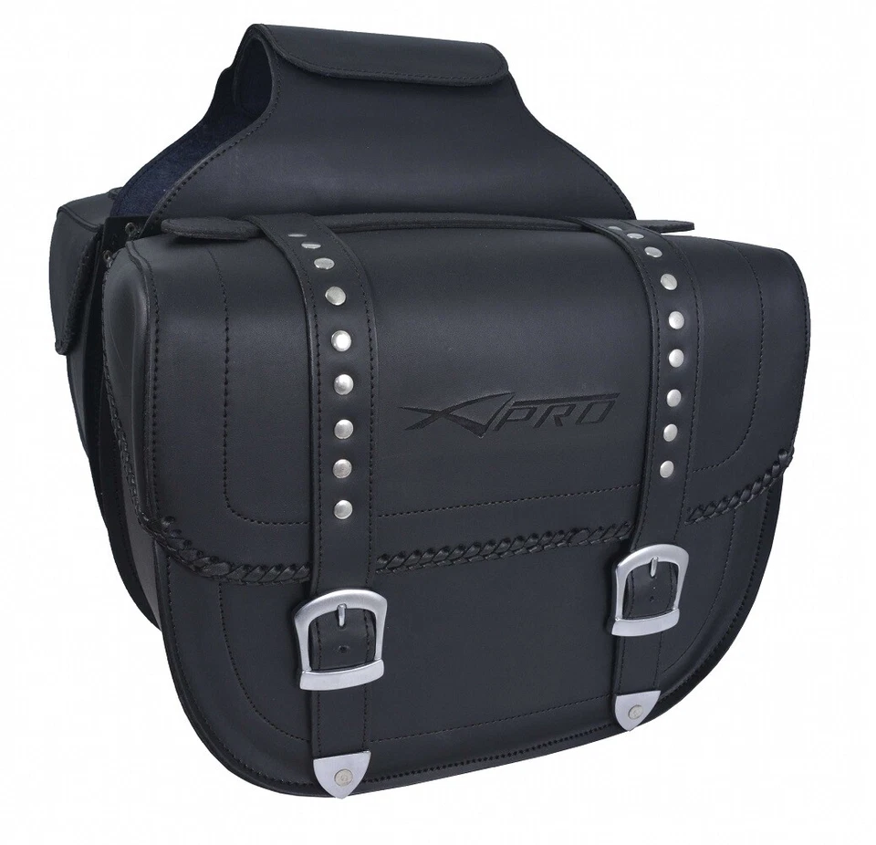Sacoche Cavaliere Double Bagages Valises Moto Chopper Custom noir - Photo 1/1