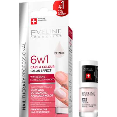 Eveline Cosmetics Nail Therapy Care & Colour 6 in 1 French, Rose, Nude, Pink 5ml