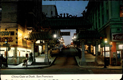 US-Postcard America USA Postkarte ca.~1960/70 SAN FRANCISCO China Gate at Dusk