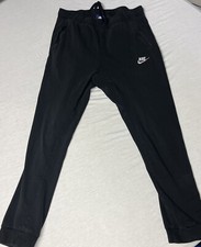 Y2K Nike Sweatpants Black Embroidered Swoosh Logo Pockets Blue Tag Vintage