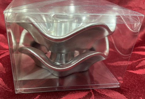 Carolina Two Pack Taper Candle Stick Holders Silver Flower Shape Rustic Look NIB - Picture 5 of 16