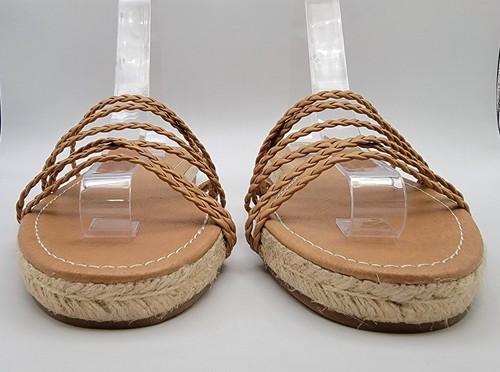 Madewell Kathryn Espadrille Slide Sandals Leather Brown Tan 9 / 8.5 Strappy NWOT - Picture 9 of 12