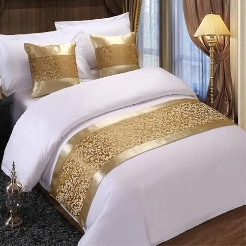 1 Pc Champagne Floral Bedspreads Bed Runner Throw Bedding Single Queen King Bed